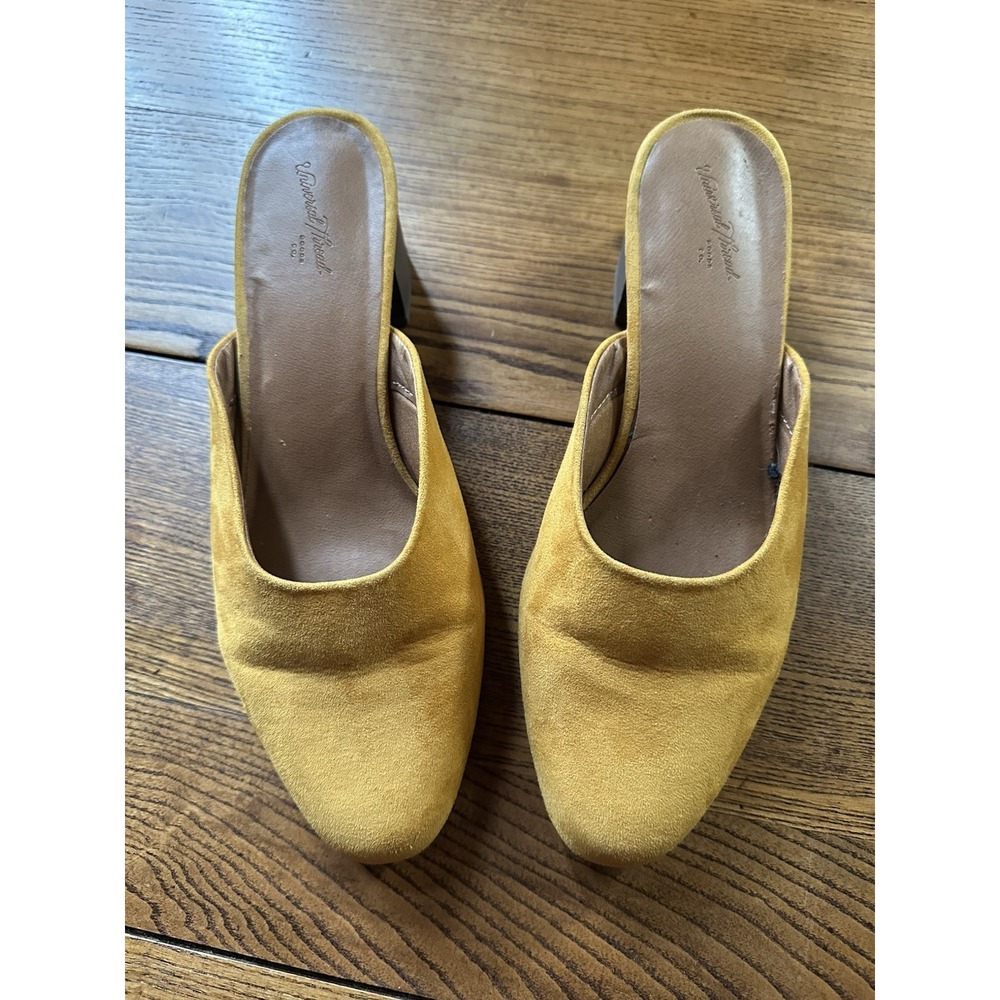 Universal Thread Mustard Yellow Slides Mules Heeled Shoes Sz 8